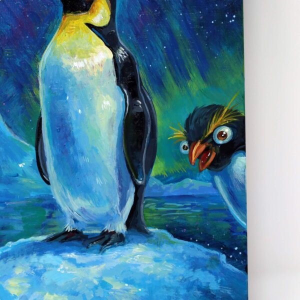 "Penguins" original acrylic painting on wood by Matt Godwin 8"x8"