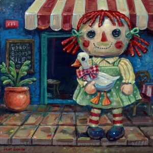 "Rag Doll" original acrylic painting on wood by Matt Godwin 8"x8"
