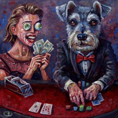 Schnauzer Blackjack, 8"x8"