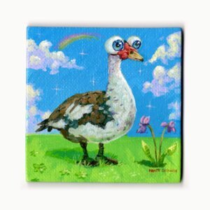 "Muscovy Magnet" original acrylic painting on magnetic canvas panel by Matt Godwin 3"x3"
