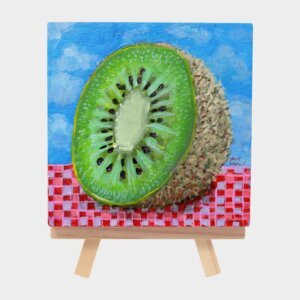 "Kiwi" original acrylic painting on wood by Matt Godwin 4"x4"