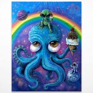 "Space Octopus" original acrylic painting on canvas by Matt Godwin 14"x18"
