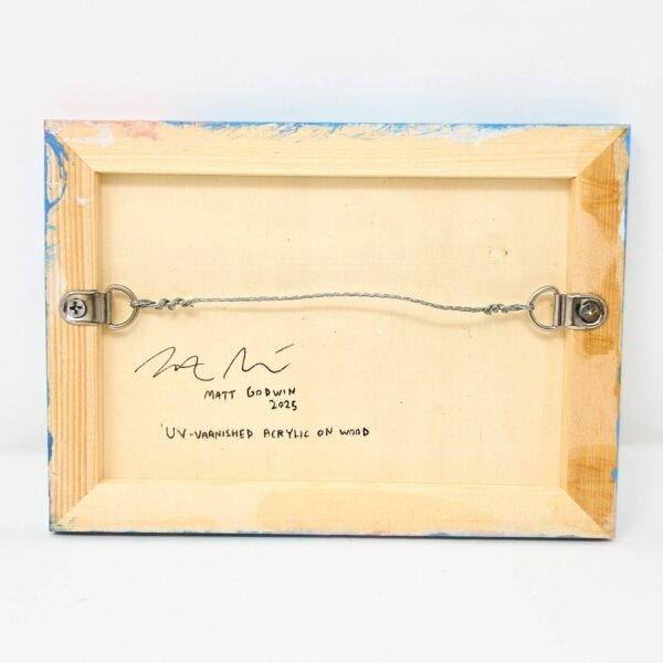 "Angel And Pigeon" original acrylic painting on wood by Matt Godwin 7"x5"