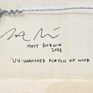 "Angel And Pigeon" original acrylic painting on wood by Matt Godwin 7"x5"