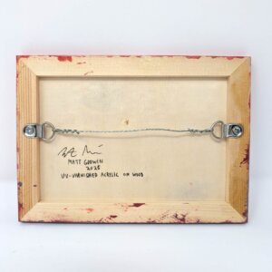 "Bees With Lip Filler" original acrylic painting on wood by Matt Godwin 7"x5"