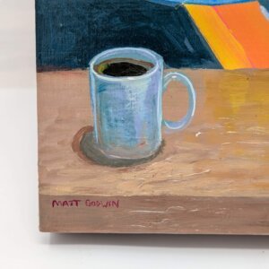 "Chef With Big Muffins" original acrylic painting on wood by Matt Godwin 8"x8"