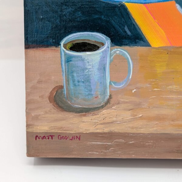 "Chef With Big Muffins" original acrylic painting on wood by Matt Godwin 8"x8"