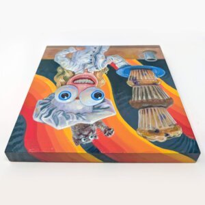 "Chef With Big Muffins" original acrylic painting on wood by Matt Godwin 8"x8"