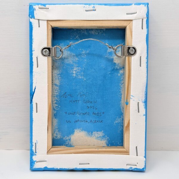 "Coneflower Bees" original acrylic painting on canvas by Matt Godwin 5"x7"