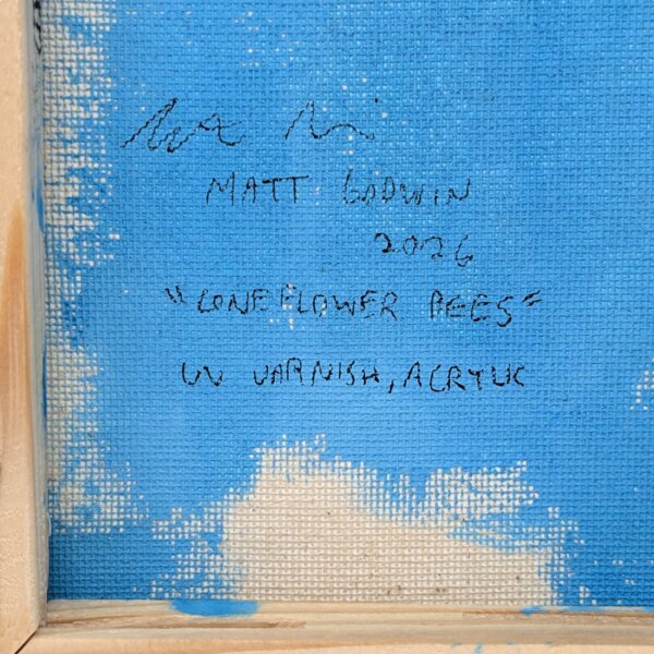 "Coneflower Bees" original acrylic painting on canvas by Matt Godwin 5"x7"