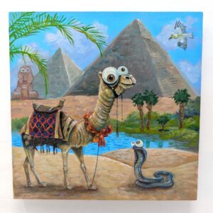 "Egypt" original acrylic painting on wood by Matt Godwin 8"x8"