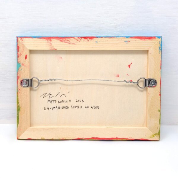 "Elephant Donut Lover" original acrylic painting on wood by Matt Godwin 7"x5"