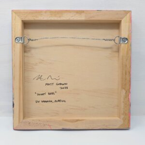 "Honey Bees" original acrylic painting on magnetic canvas panel by Matt Godwin 3"x3"