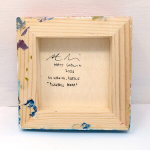 "Pickleball Panda" original acrylic painting on wood by Matt Godwin 4"x4"