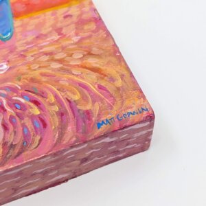 "Rainbow Dolphin" original acrylic painting on wood by Matt Godwin 4"x4"