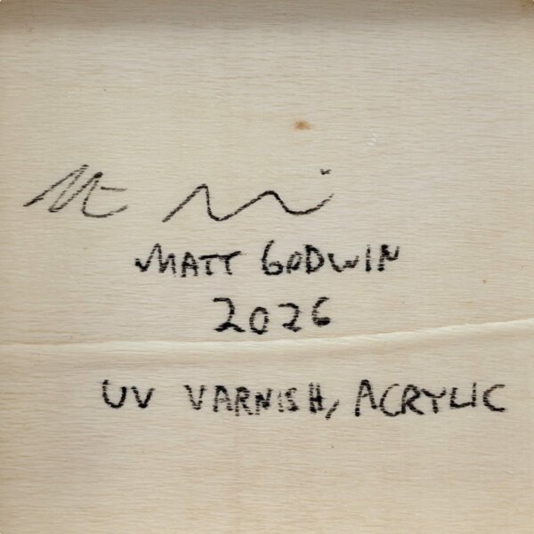 "Rainbow Dolphin" original acrylic painting on wood by Matt Godwin 4"x4"