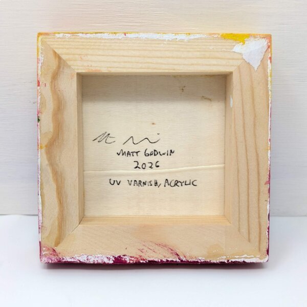 "Rainbow Dolphin" original acrylic painting on wood by Matt Godwin 4"x4"