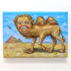 "Abnormal Camel" original acrylic painting on canvas by Matt Godwin 7"x5"