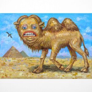 "Abnormal Camel" original acrylic painting on canvas by Matt Godwin 7"x5"