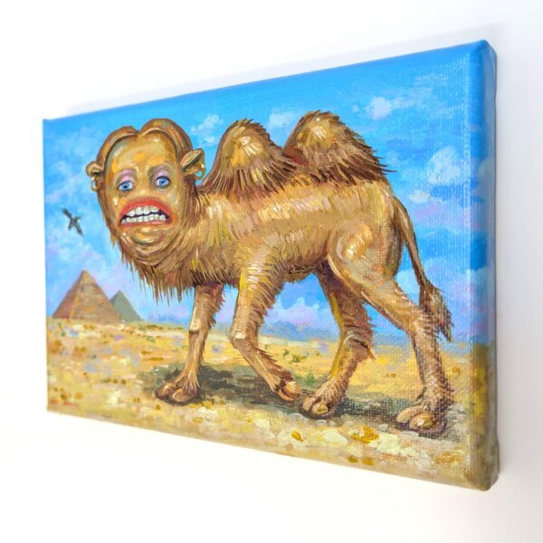 "Abnormal Camel" original acrylic painting on canvas by Matt Godwin 7"x5"