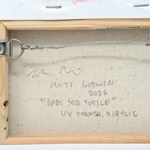 "Baby Sea Turtle" original acrylic painting on canvas by Matt Godwin 7"x5"