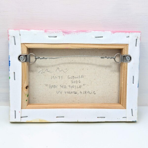 "Baby Sea Turtle" original acrylic painting on canvas by Matt Godwin 7"x5"