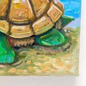 "Baby Sea Turtle" original acrylic painting on canvas by Matt Godwin 7"x5"