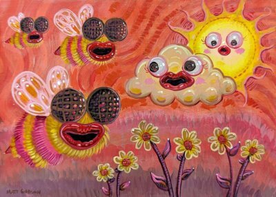 Bees With Lip Filler, 7"x5"