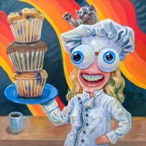 Chef With Big Muffins, 8"x8"
