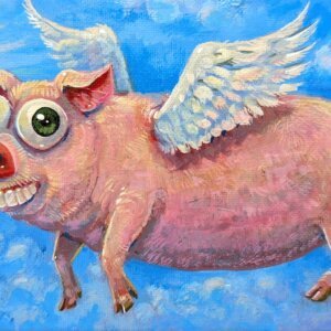 Flying Pig, 7"x5"