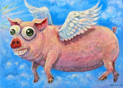 Flying Pig, 7"x5"