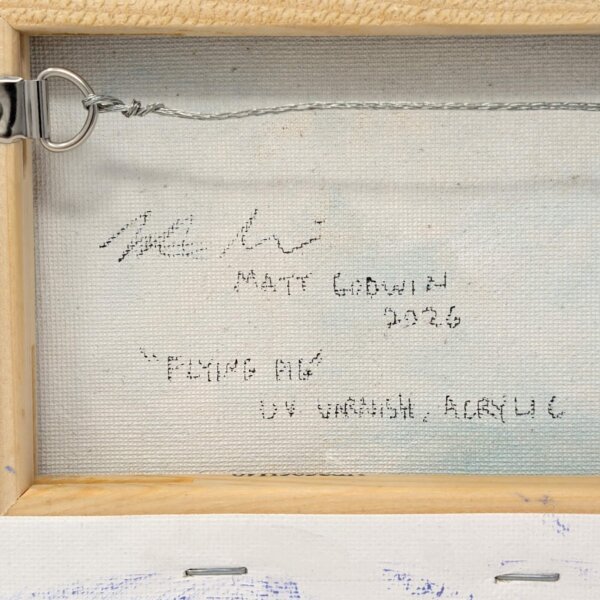 "Flying Pig" original acrylic painting on canvas by Matt Godwin 5"x7"