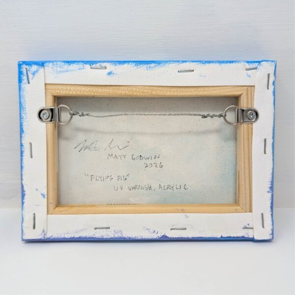 "Flying Pig" original acrylic painting on canvas by Matt Godwin 5"x7"