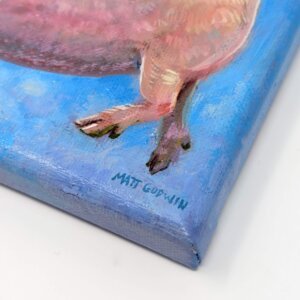 "Flying Pig" original acrylic painting on canvas by Matt Godwin 5"x7"