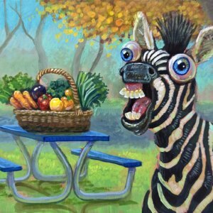 Picnic Zebra, 7"x5"