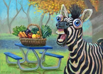 Picnic Zebra, 7"x5"