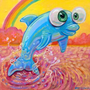 Rainbow Dolphin, 4"x4"