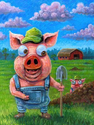 Pig Farmer, 9"x12"