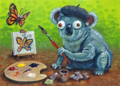 Koala Paints A Butterfly