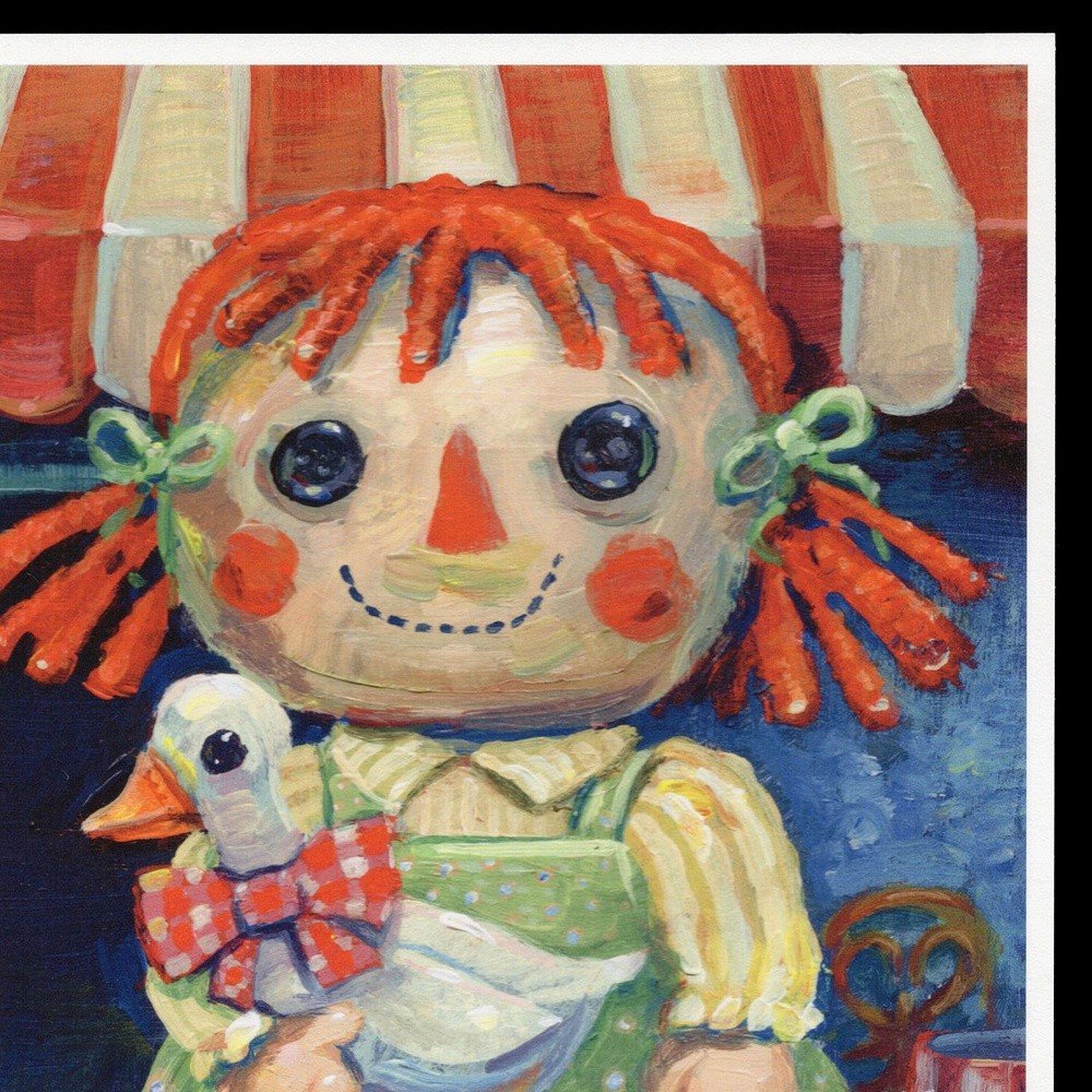 "Rag Doll" archival giclée print on 100% cotton fiber paper (acid-free, 300 gsm / 18 mil thick) by Matt Godwin 8"x8" Signed on front with metallic silver acrylic paint pen. Signed and dated on reverse with pencil.