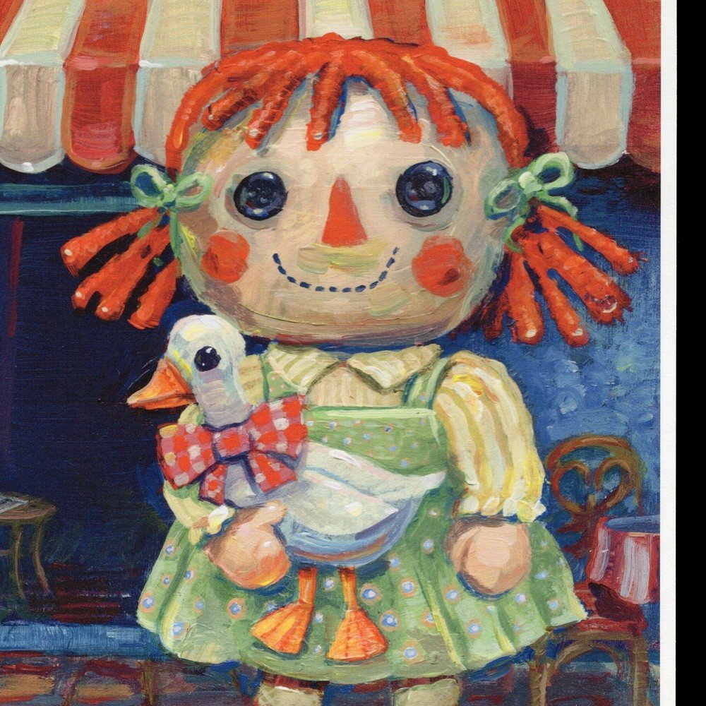 "Rag Doll" archival giclée print on 100% cotton fiber paper (acid-free, 300 gsm / 18 mil thick) by Matt Godwin 8"x8" Signed on front with metallic silver acrylic paint pen. Signed and dated on reverse with pencil.