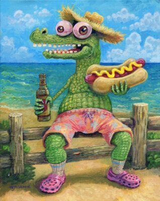 Beach Gator Living Like He's On Vacation