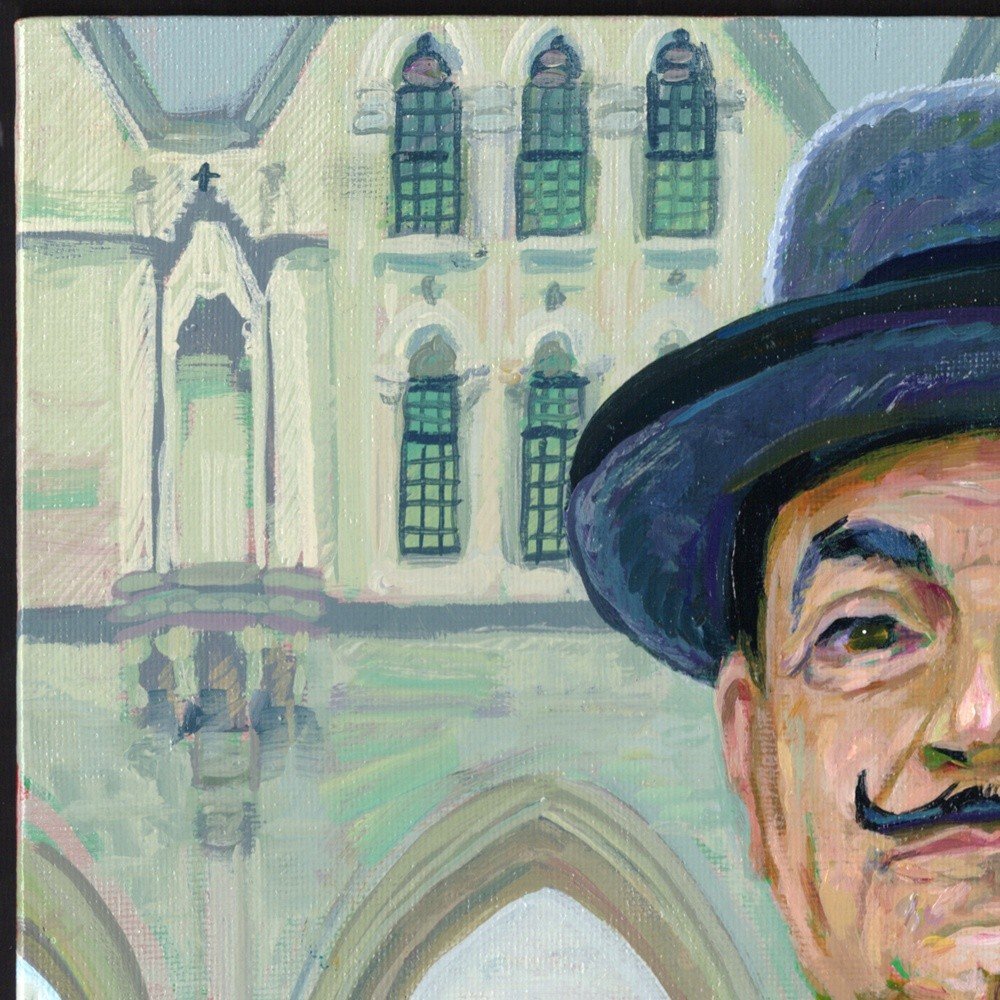 "Hercule Poirot (David Suchet)" original acrylic painting on canvas panel by Matt Godwin 10"x8"