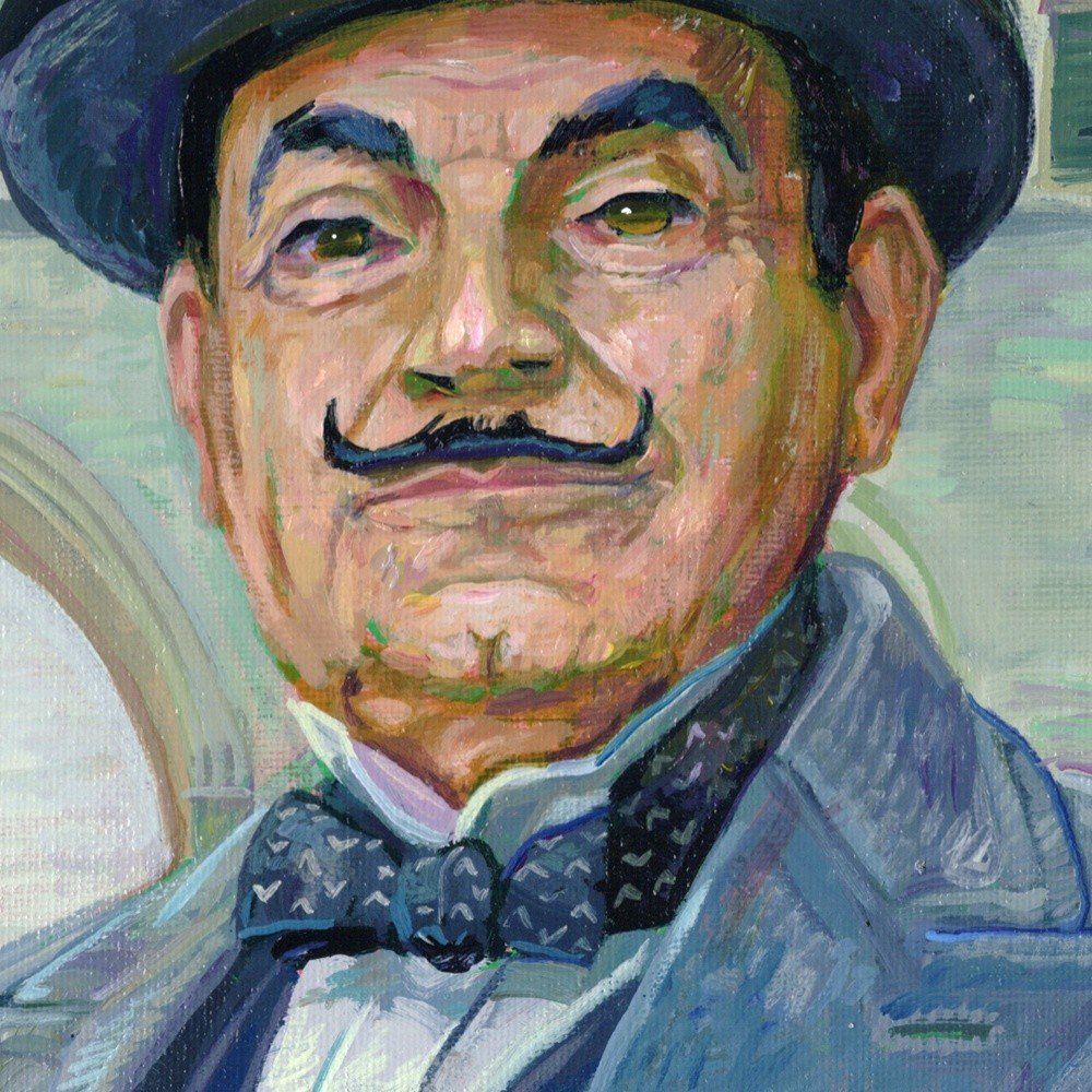"Hercule Poirot (David Suchet)" original acrylic painting on canvas panel by Matt Godwin 10"x8"