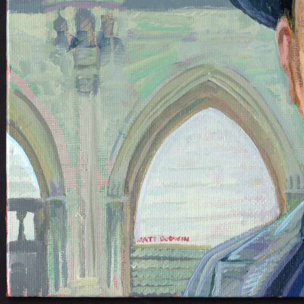 "Hercule Poirot (David Suchet)" original acrylic painting on canvas panel by Matt Godwin 10"x8"