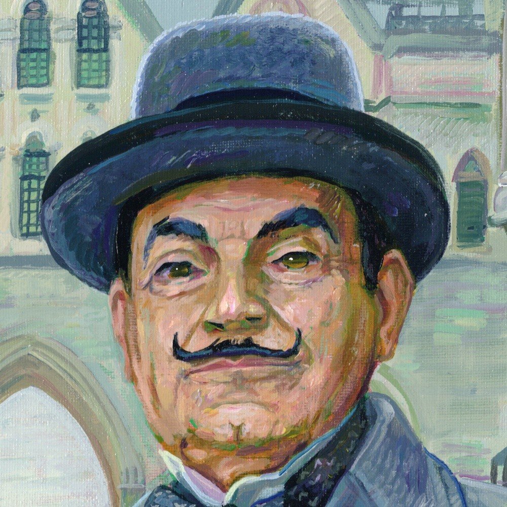 "Hercule Poirot (David Suchet)" original acrylic painting on canvas panel by Matt Godwin 10"x8"