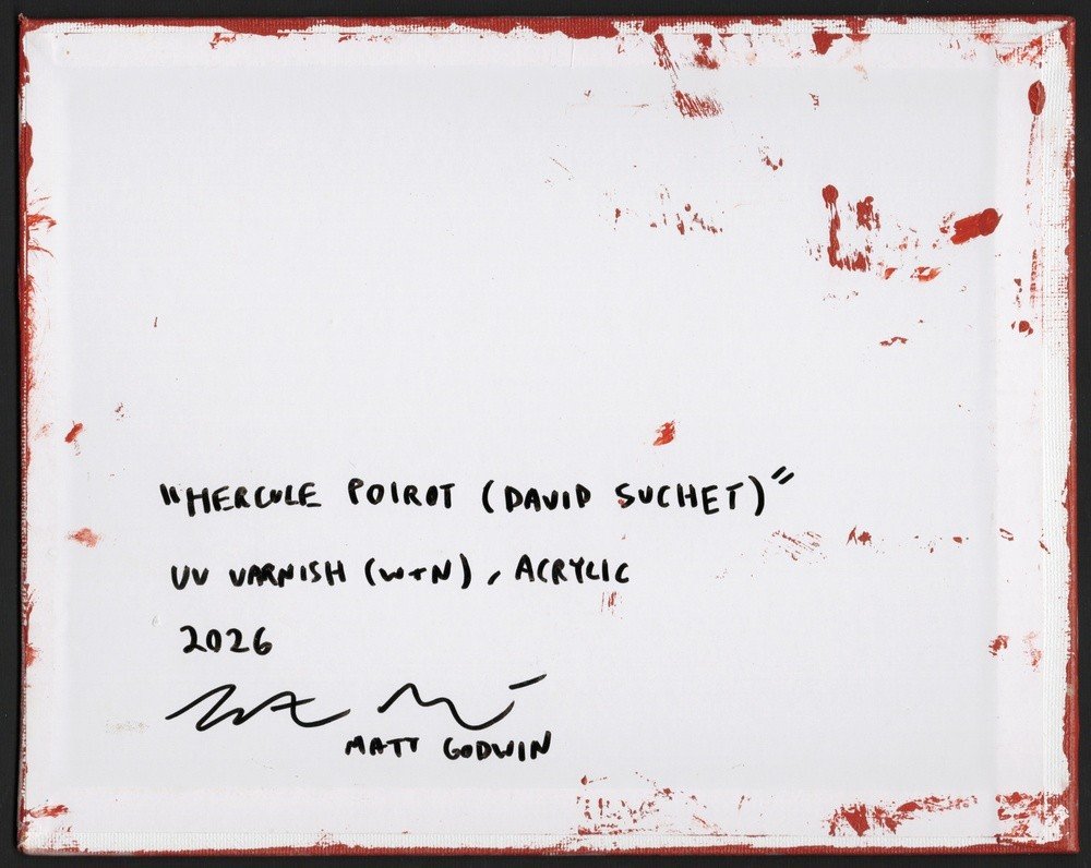 "Hercule Poirot (David Suchet)" original acrylic painting on canvas panel by Matt Godwin 10"x8"
