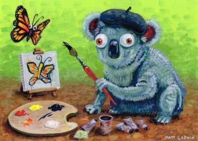 Koala Paints A Butterfly